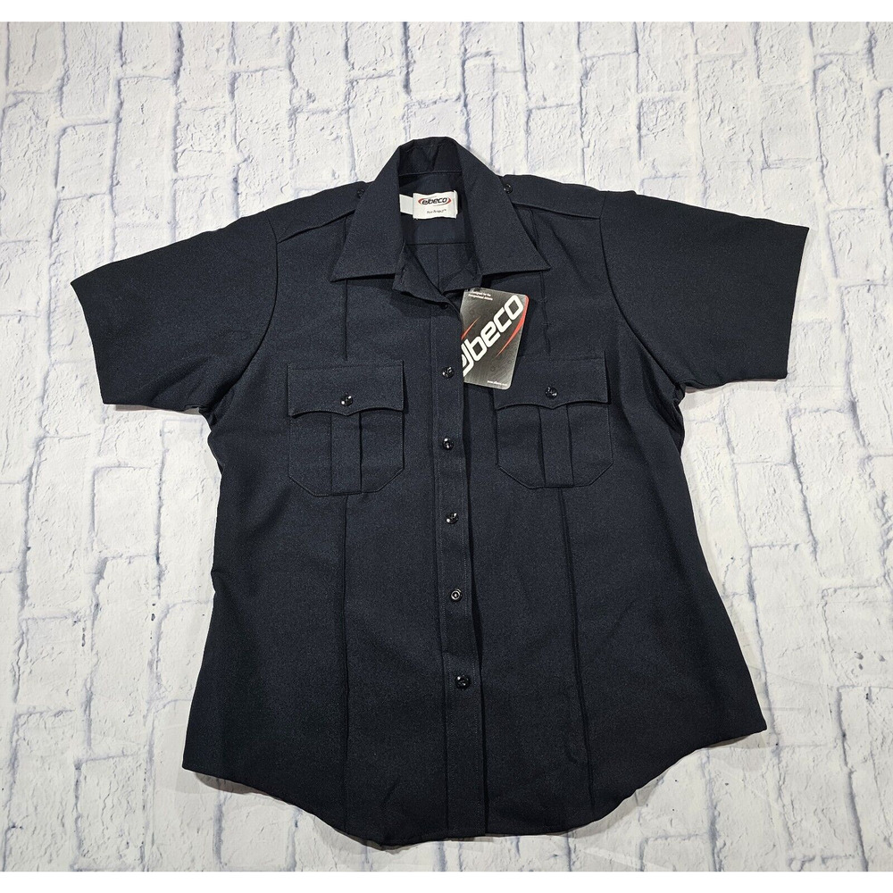 Elbeco WOMENS SZ 40 TexTrop2 Short Sleeve Zip Button Front Shirt Black Z9814LCN